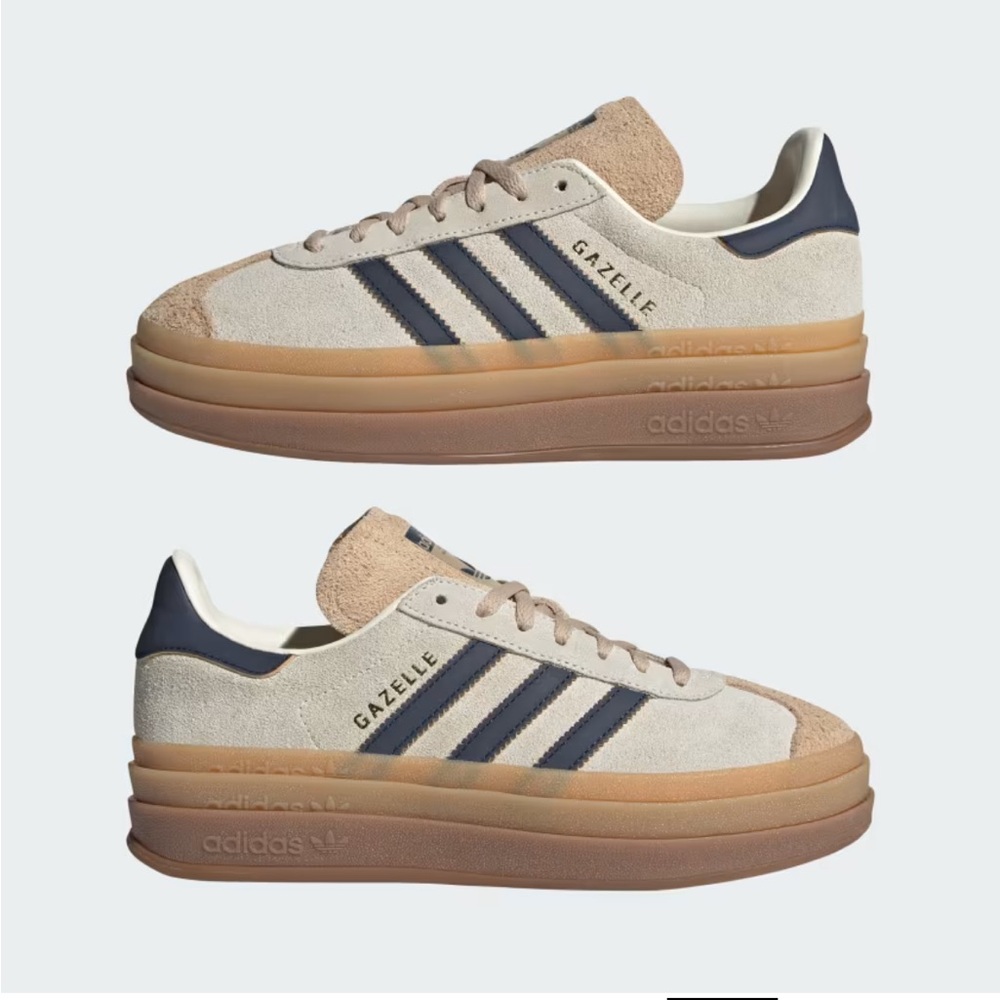 Adidas Gazelle Bold Sneakers - Beige and Navy